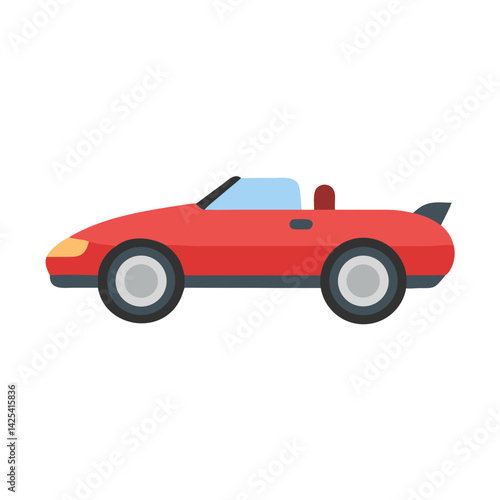 Red Convertible Car Isolated on Black Background Icon