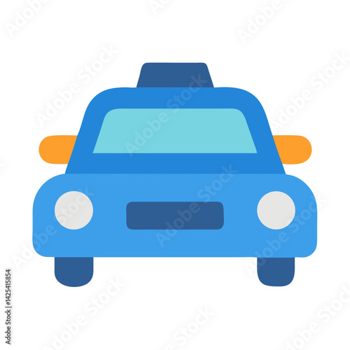 Blue cartoon taxi cab vector icon illustration