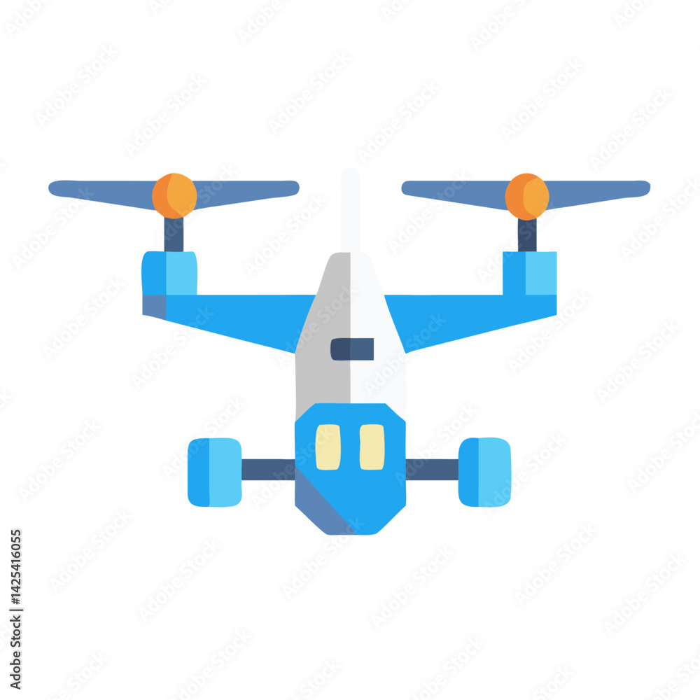 Blue and Gray Drone Graphic on Black Background