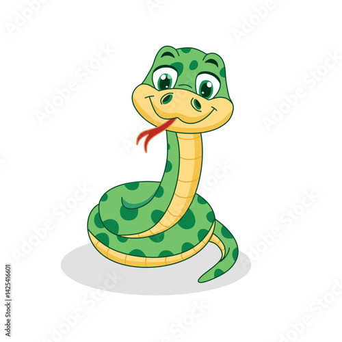 Cute snake cartoon vector illustration on white background