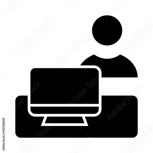 Remote Worker Glyph Icon Vector Illustration