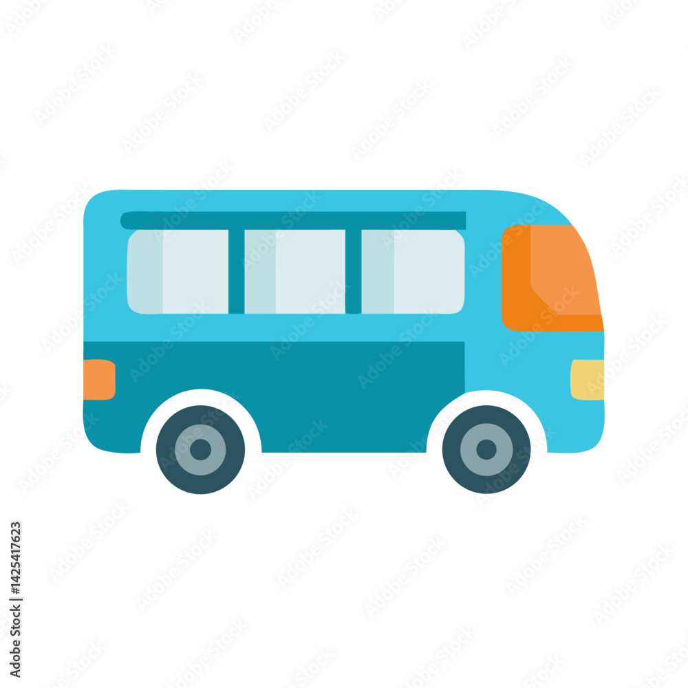 Cartoon Blue Bus Illustration on Black Background Cartoon Blue Bus Illustration on Black Background