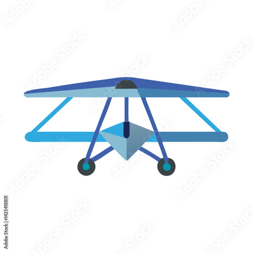 Blue Hang Glider Illustration on Black Background Vector