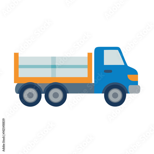 Illustration of a blue dump truck on black background