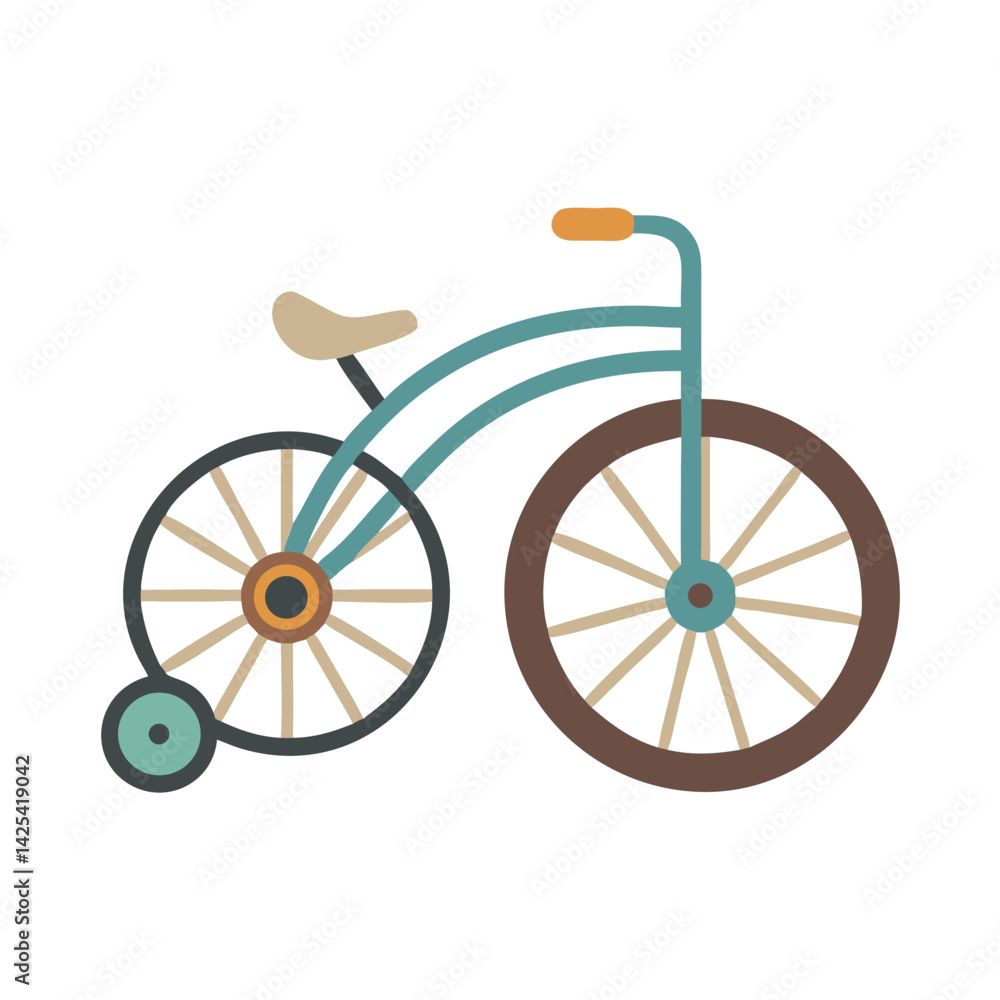 Fototapeta premium Vintage bicycle with training wheels on black background