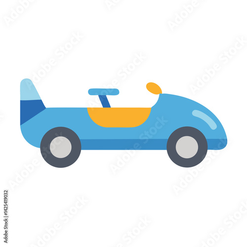 Cute Blue Toy Car Isolated on Black Background