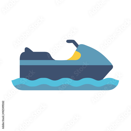 Minimalist Vector Illustration of a Jet Ski on Water