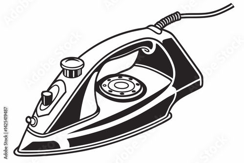 electric iron ilhouette vector