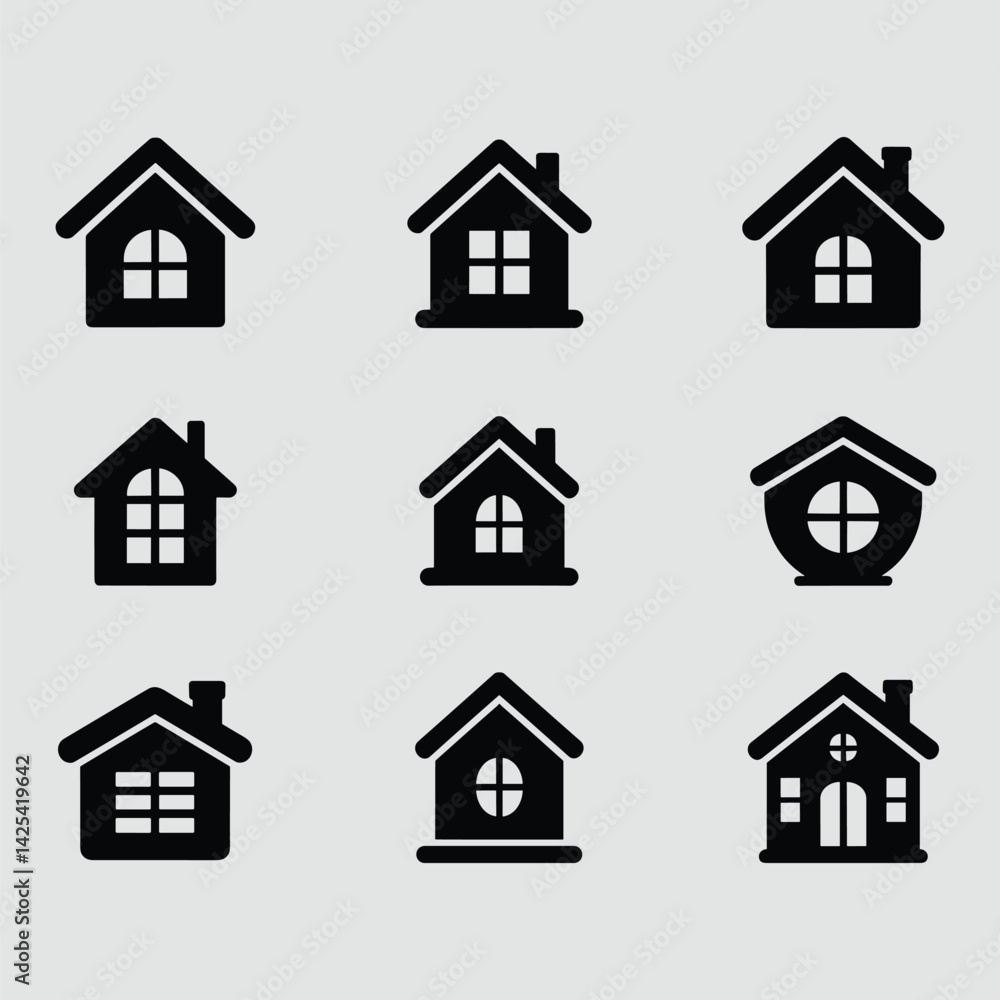 Vector Illustration Set Of Different House Icons,Home Symbols,Real Estate And Residential Concept Vector Illustration Set Of Different House Icons,Home Symbols,Real Estate And Residential Concept