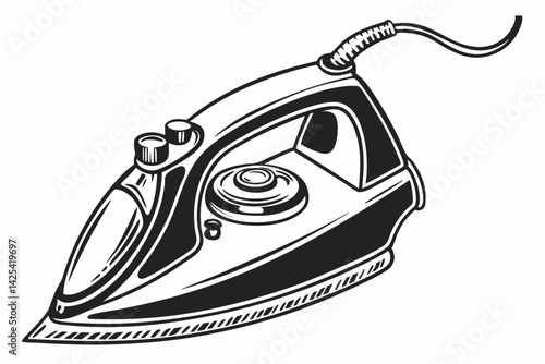 electric iron ilhouette vector