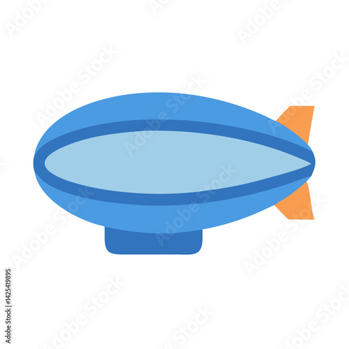 Cartoon Blue Airship Illustration on a Black Background