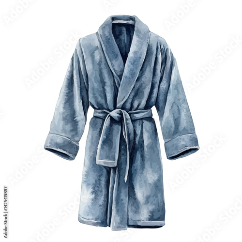 Bathrobe with plush texture, watercolor illustration, isolated on a white background.

