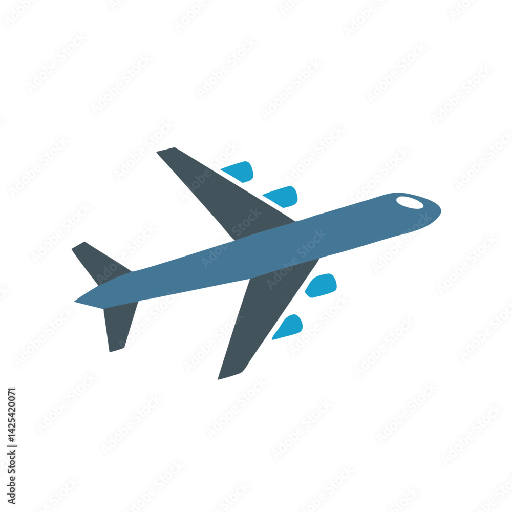 Obraz premium Airplane icon on black background, vector illustration