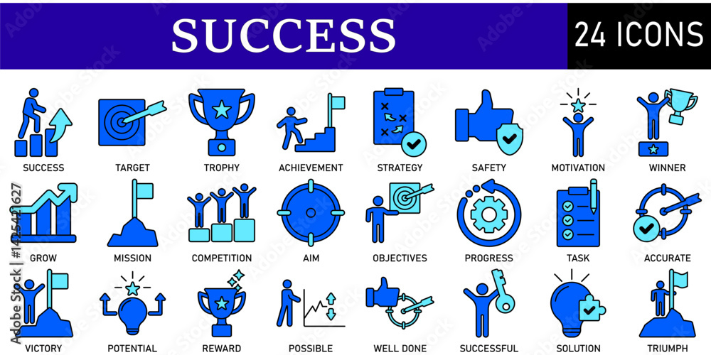 Obraz premium Set of Success Icons or symbols Vector fully editable file.