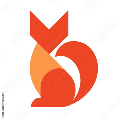 Abstract colorful fox illustration with playful geometric shapes