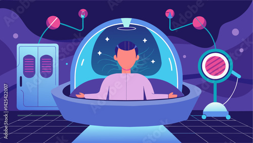 A sensory deprivation chamber where patients can experience deep relaxation and mindfulness techniques while being monitored and guided by advanced.