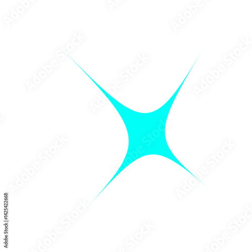 A glowing turquoise starburst shape on a white background, radiating light from its center.
