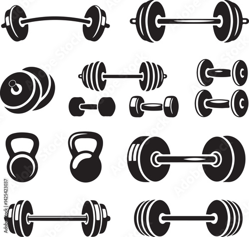 Weightlifting equipment silhouettes