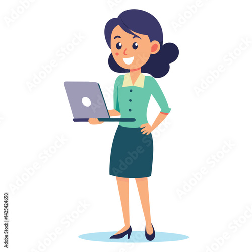 business woman with laptop beauty, communication, one
