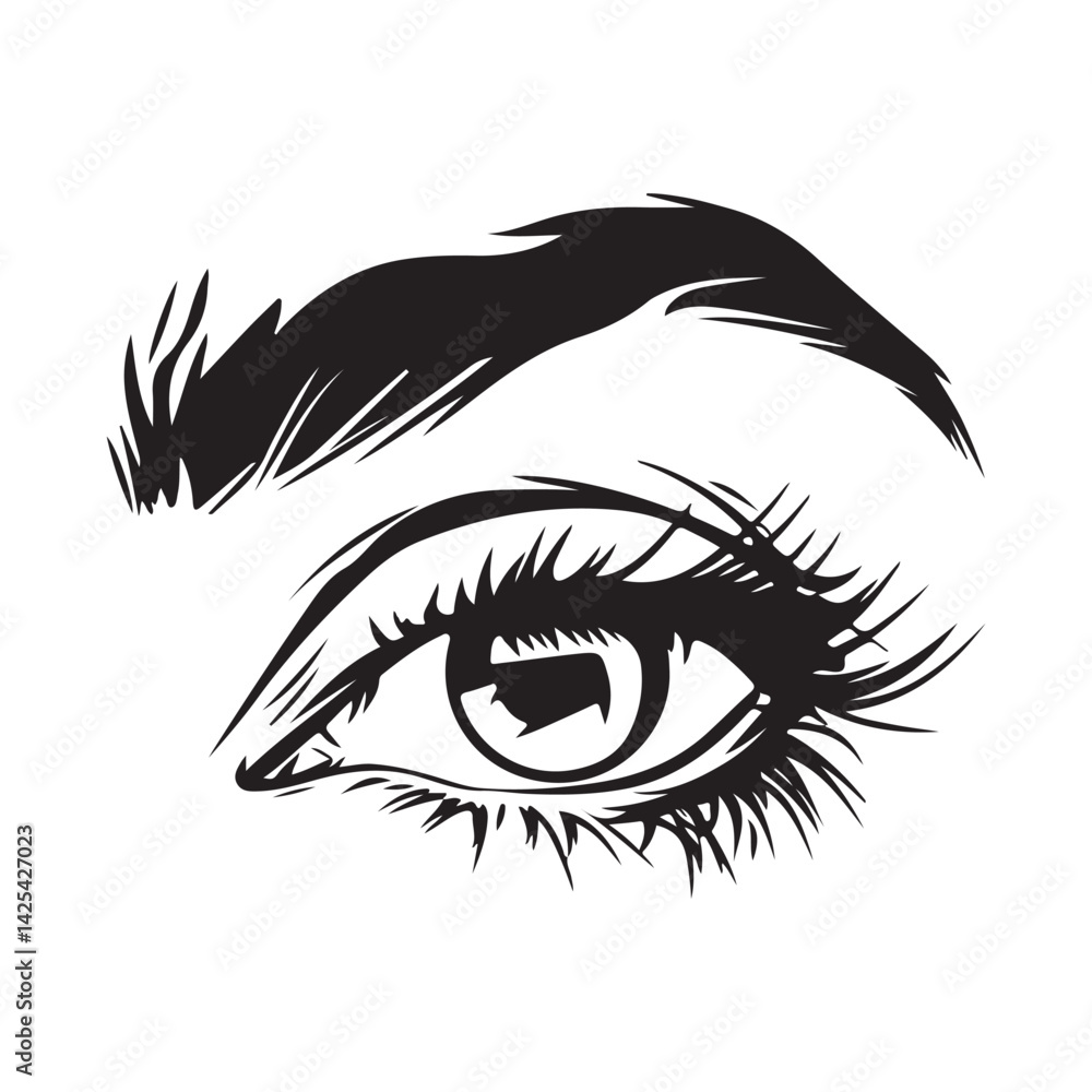 Female Eye and Eyebrow. Eyes Simple Vector Modern Design Illustration Vector On White Background. Female Eye and Eyebrow. Eyes Simple Vector Modern Design Illustration Vector On White Background.