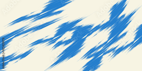 Grunge grainy blue brush stroke with spray texture. Hand drawn distress damaged vintage banner with zigzag bold line. Rough thick brush stroke texture. Spray paint effect
