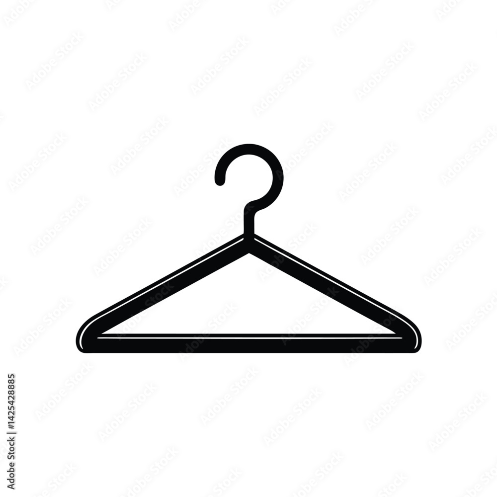 A solid black silhouette of a clothes hanger A solid black silhouette of a clothes hanger