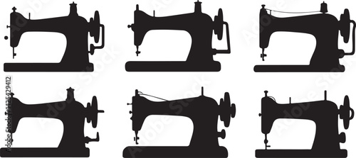 Sewing Machine Silhouette for Textile Design, Fashion Industry, Tailoring Business, Clothing Brand