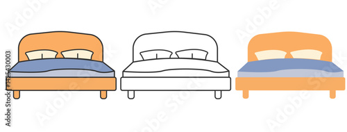 vector line bed icon perfect for use in a real estate app, furniture e-commerce site, hotel booking website, interior design project, etc.