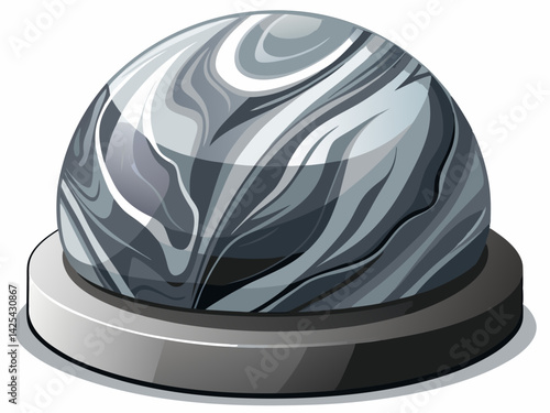 A high-quality vector illustration of a polished marble stone with white base and grey veining, isolated on a white background