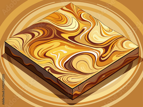 A professional vector of a luxury marble slab with natural swirl texture, placed on a solid ivory background