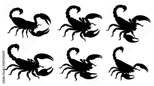 set of scorpion silhouette vector on white background