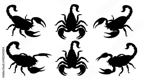set of scorpion silhouette vector on white background