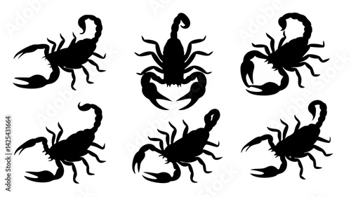 set of scorpion silhouette vector on white background