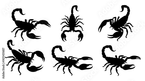 set of scorpion silhouette vector on white background