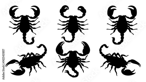 set of scorpion silhouette vector on white background