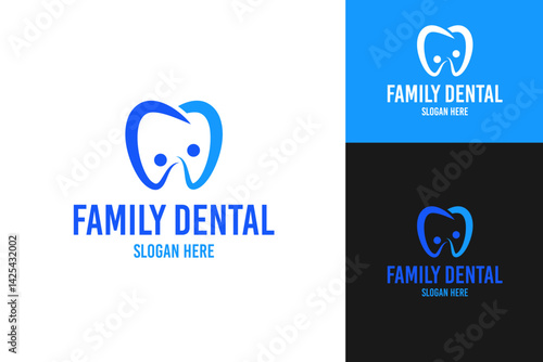 Dental family logo design template vector illustration