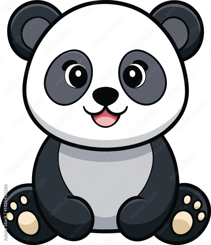 Fototapeta premium Cute Cartoon Panda Sitting – Adorable Baby Animal Clipart