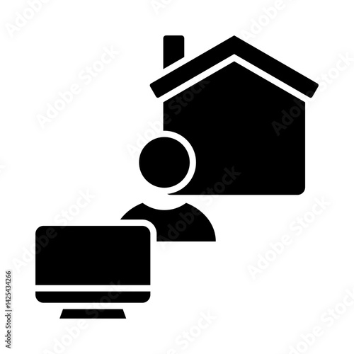 Work At Home Glyph Icon Vector Illustration