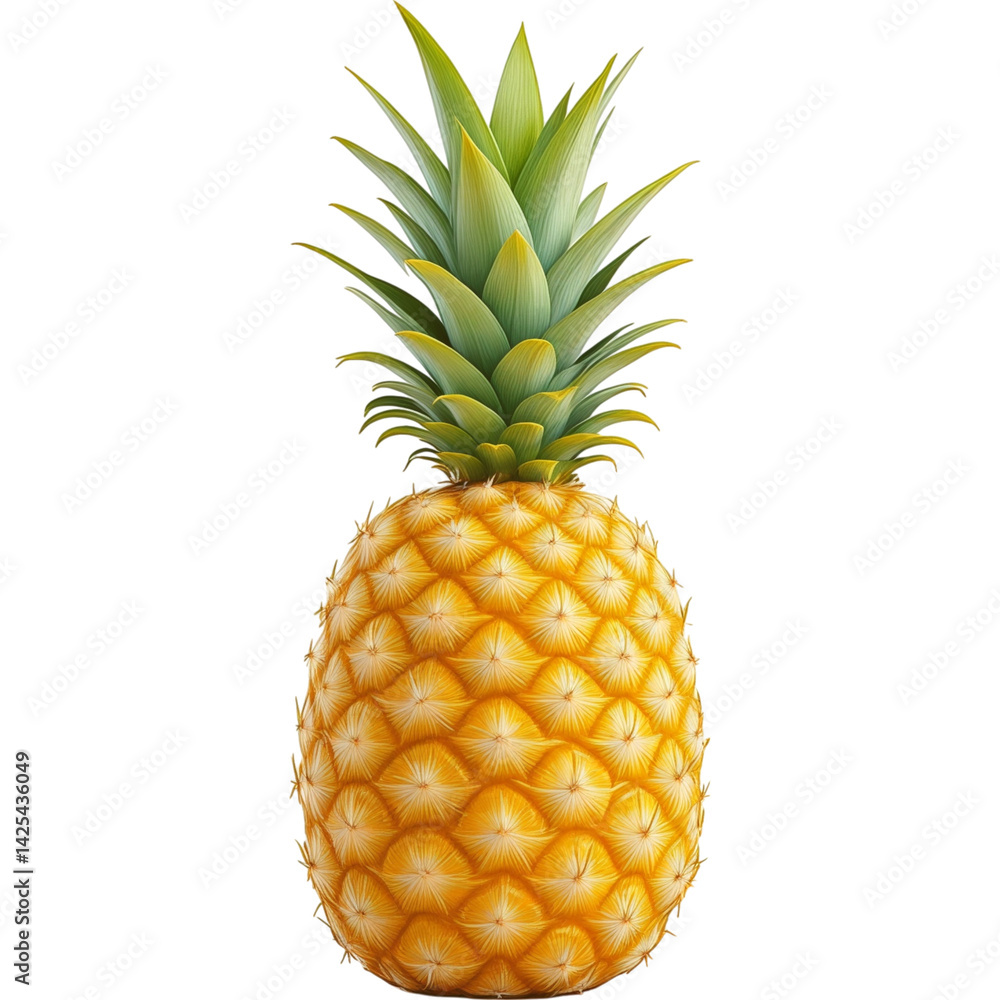 Fototapeta premium Fresh Tropical Pineapple with Green Crown