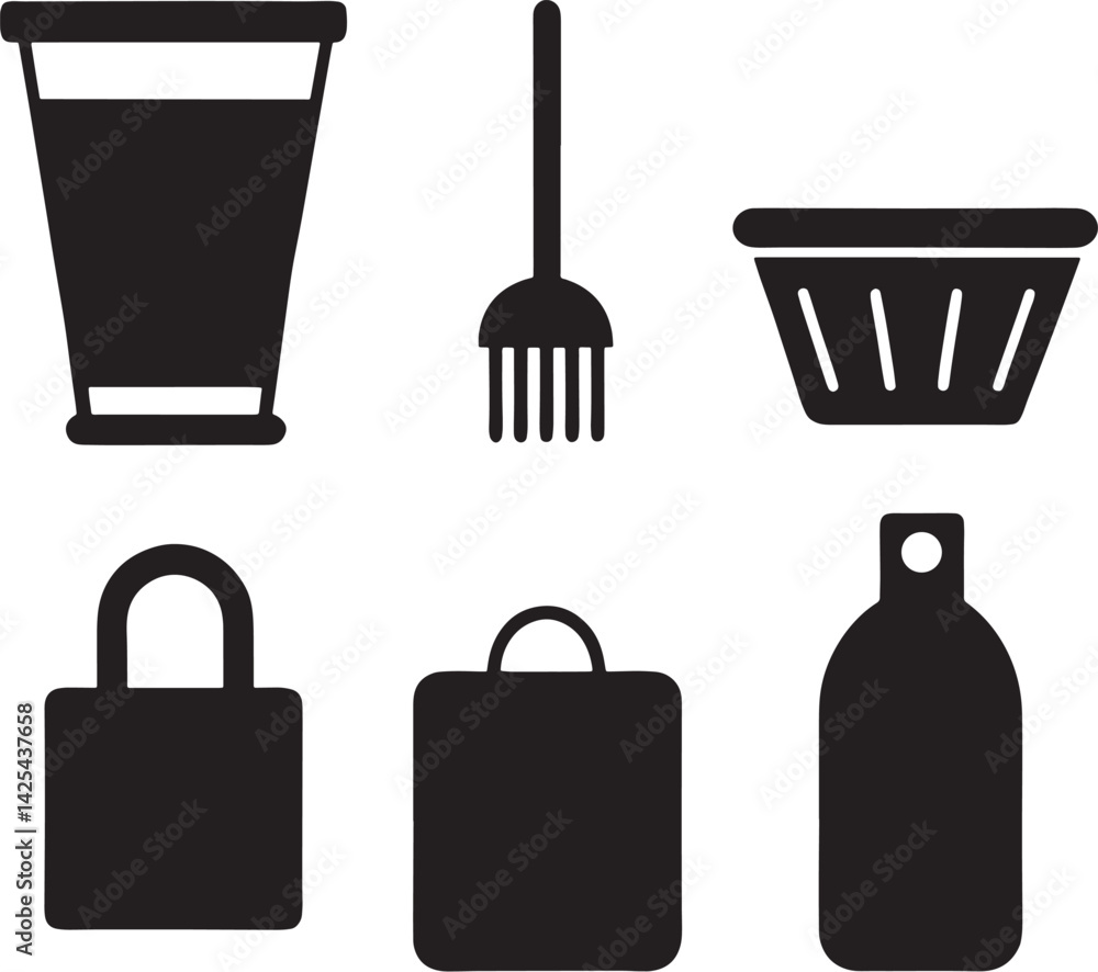 Retro Icon Set of Daily Objects Retro Icon Set of Daily Objects
