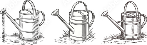vintage watering cans garden tools springtime gardening