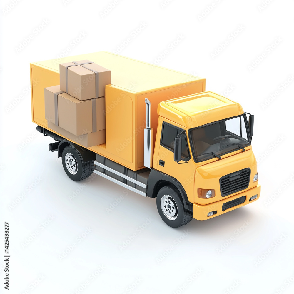 3D delivery truck icon with parcel, isolated on white background 3D delivery truck icon with parcel, isolated on white background