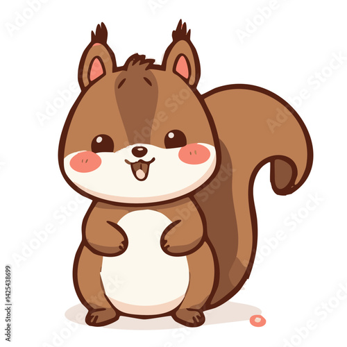 A cute lovely squirrel04 cartoon illustration with happy face