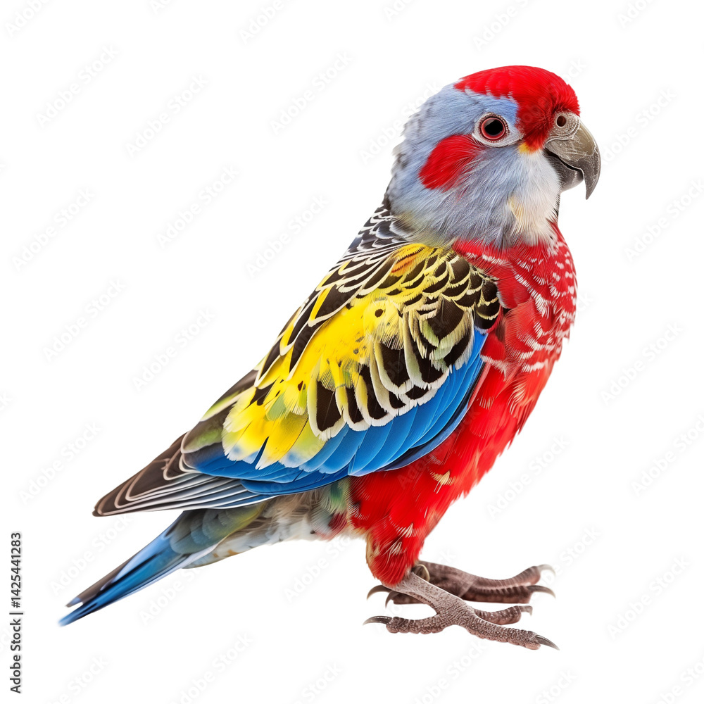 Fototapeta premium Colorful parrot standing on transparent background
