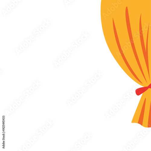 Yellow and red decorative stage curtain tied to the left side. Elegant swag design on top, perfect for theatrical backdrops or event decorations.