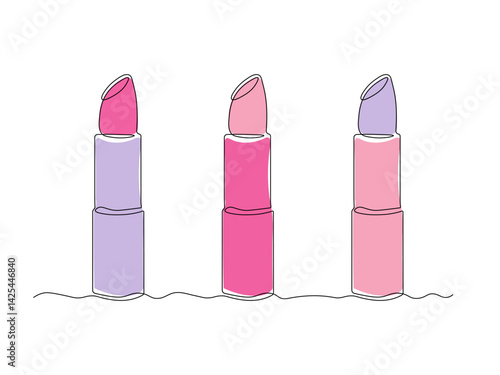 Abstract lipstick,  continuous single one line art hand drawing sketch logo