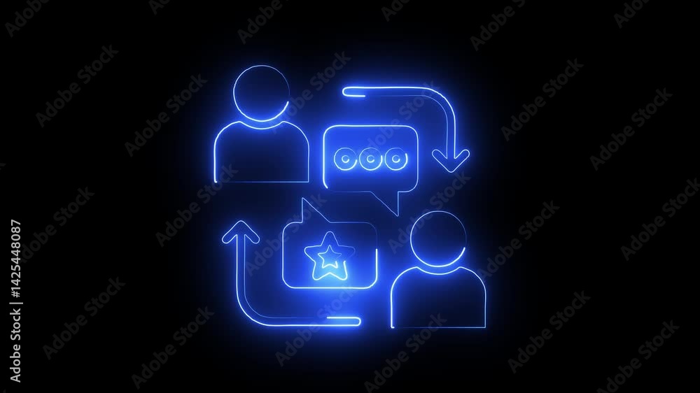 Glowing neon feedback-loop icon isolated on black background. HD Video motion graphic animation icon Glowing neon feedback-loop icon isolated on black background. HD Video motion graphic animation icon