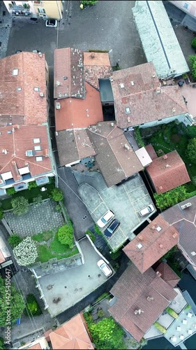 Aerial view of the small town of Varenna Italy in Lake Como