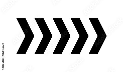 Chevron arrow pattern. Chevron shape line. Motion direction road line. Triangle arrow sign. Warning repeat striped. Swipe icon. Design element. Vector illustration isolated on white background.