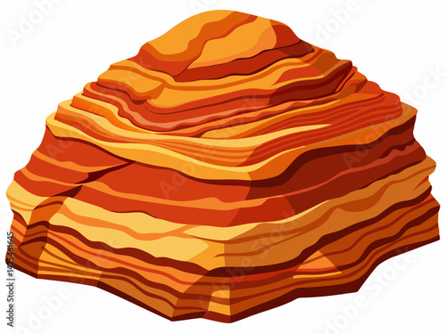 A high-quality vector illustration of a layered sandstone rock with reddish tones and sediment lines, isolated on a white background